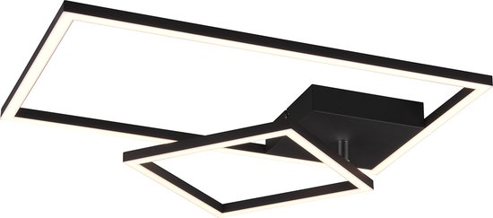 LED Plafondlamp - Plafondverlichting - Trion Pado - 25W - Warm Wit 3000K - Dimbaar - Rechthoek - Mat Zwart - Aluminium