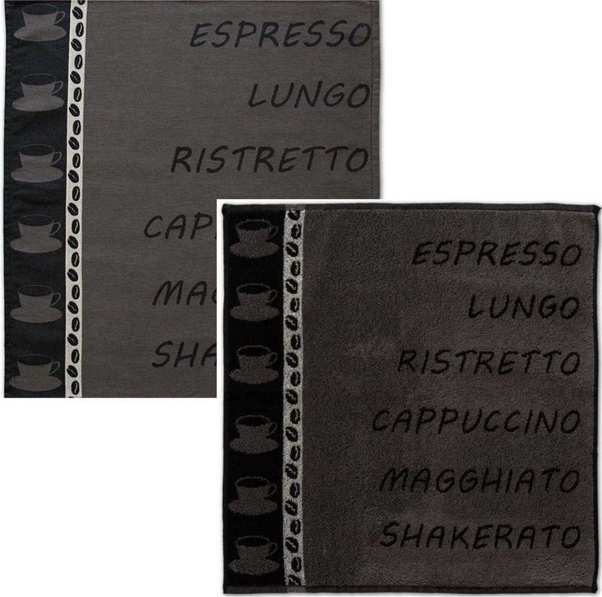 DDDDD Ristretto Keukenset Antraciet (1 x Keukendoek, 1 x Theedoek)