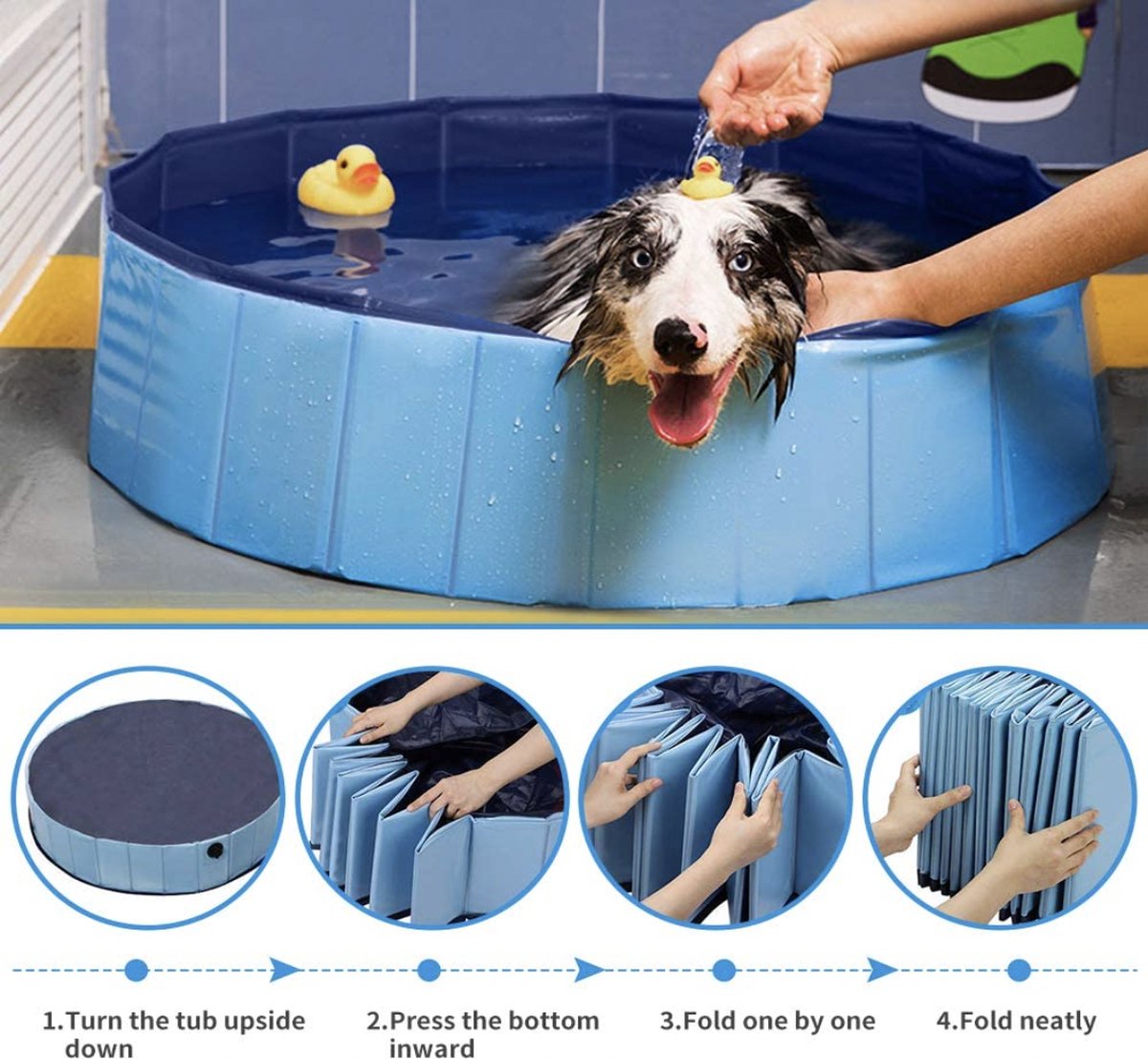 Piscine pour chiens Piscine pour animaux Cadeau Colle PVC+MDF Bain Pliable  80*20CM