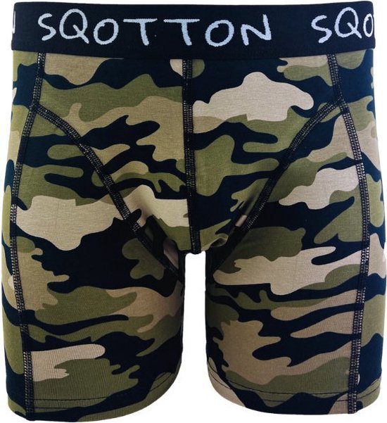 Boxershort - SQOTTON® - Camouflage - Groen - Maat XXL