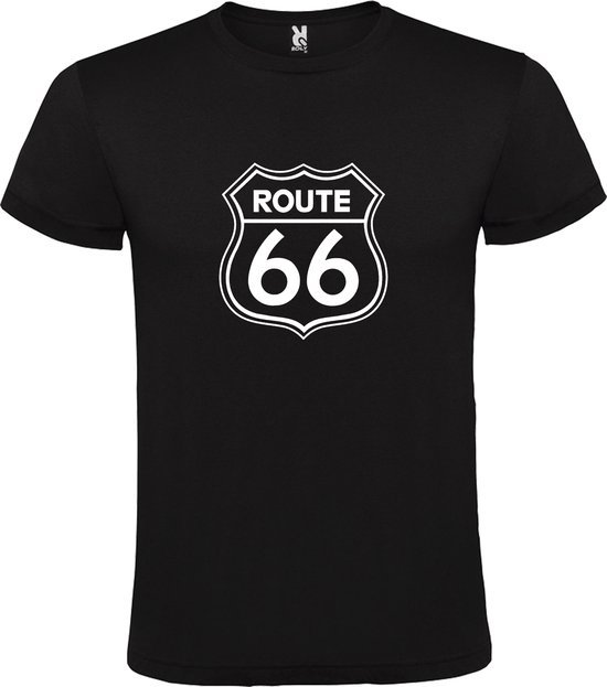 Zwart t-shirt met 'Route 66' print Wit size S