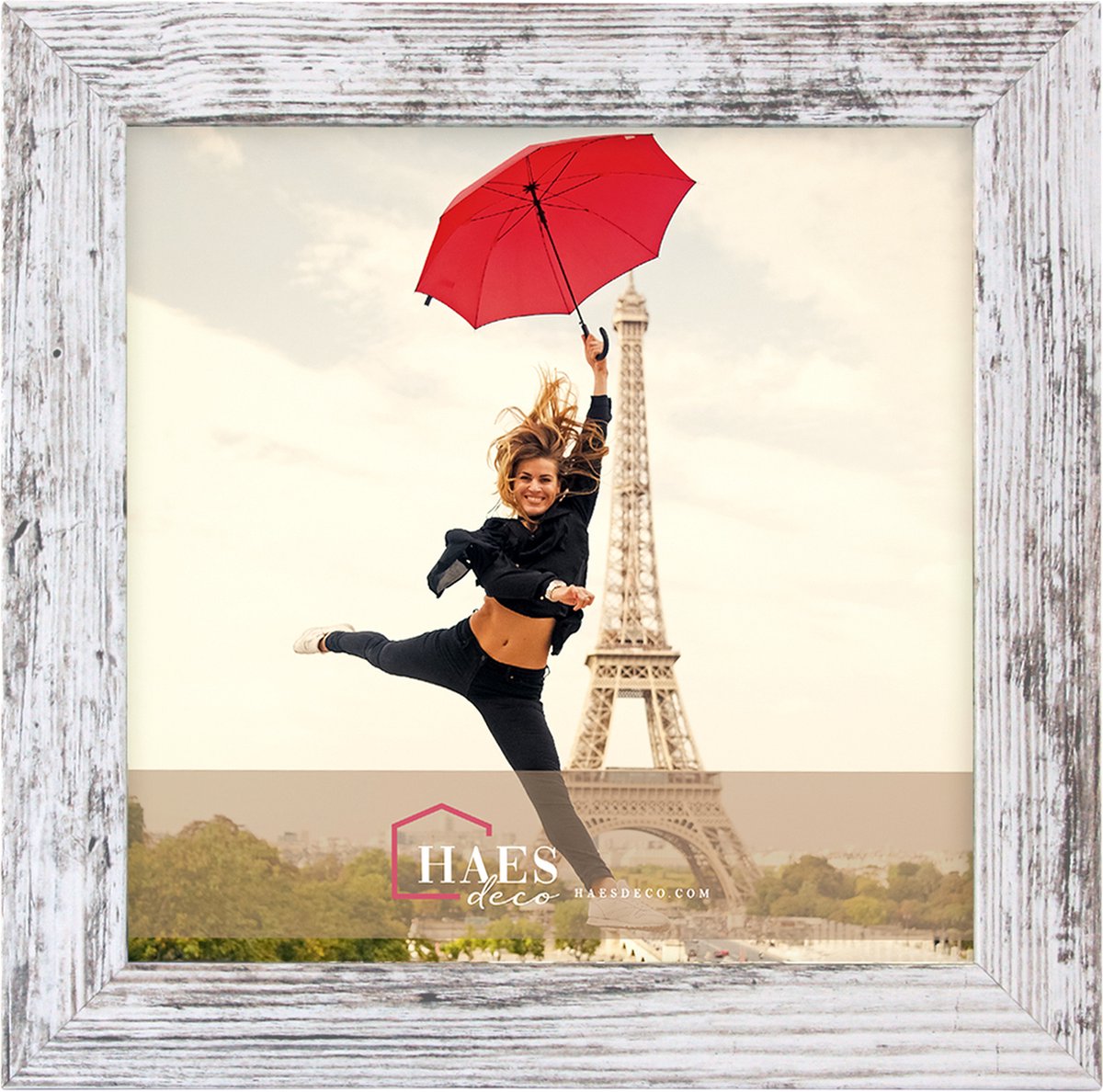 HAES deco Houten fotolijst Paris wit/bruin voor 1 foto formaat 20x20 - SP001226 Gebroken Wit