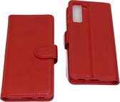 Samaung Galaxy S22 Rood Luxe High Quality Leather achterkant hoesje