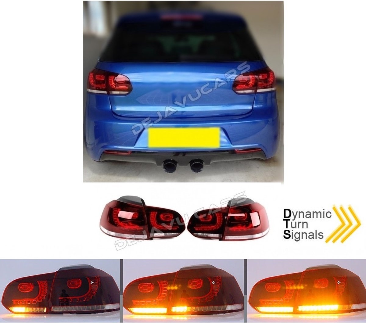 OEM Line® R20 GTI Look Dynamische VOL LED Achterlichten Kersenrood voor Volkswagen Golf 6 Hatchback (2008-2012)