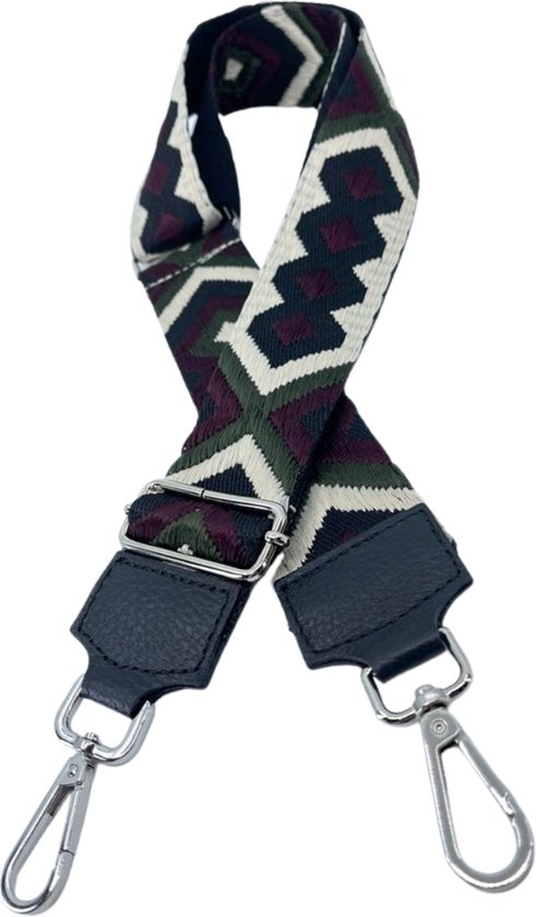 Schoudertas band - Hengsel - Bag strap - Fabric straps - Boho - Chique - Chic -  Donkere stijl met abstracte figuren