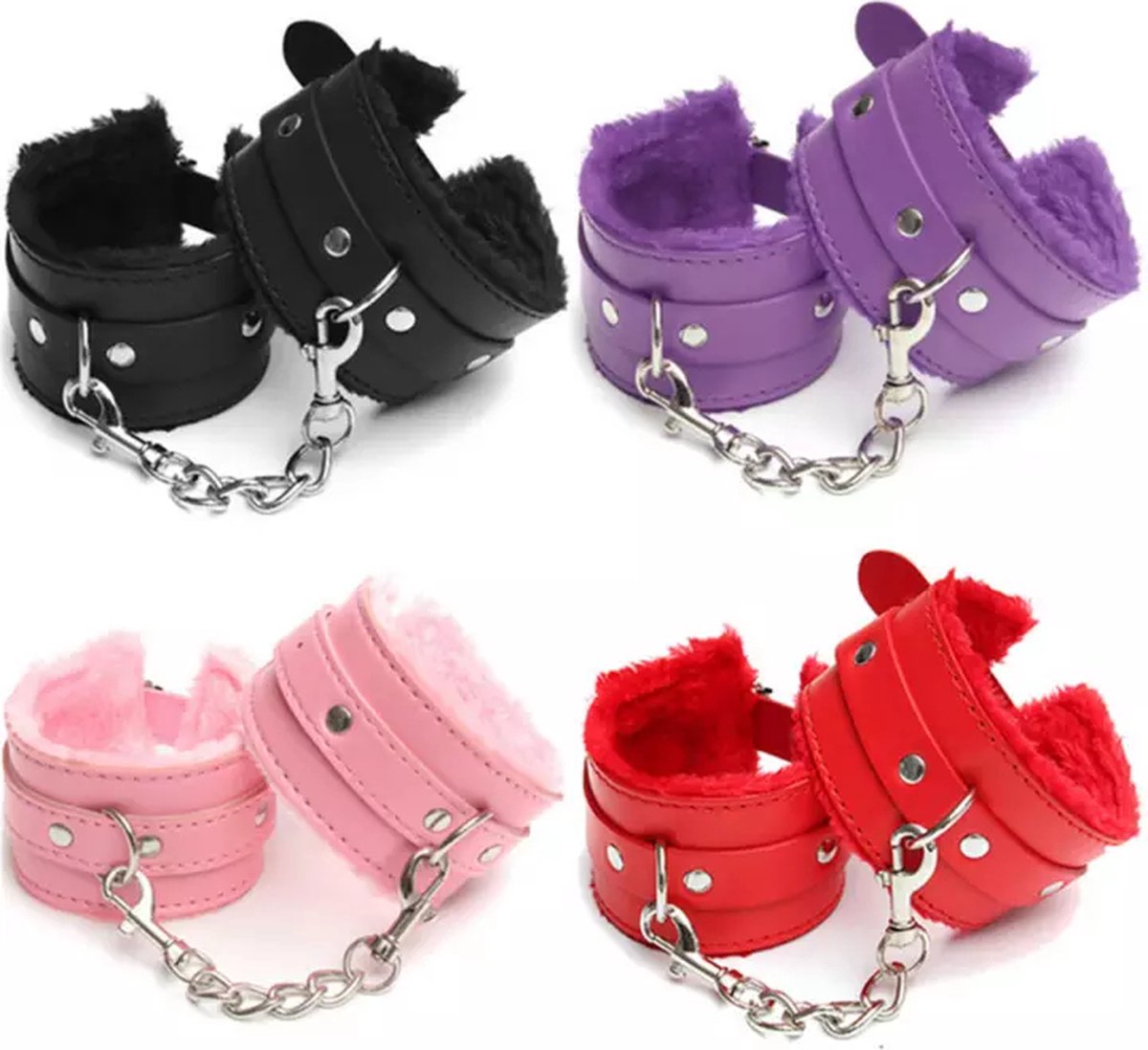 PU Leren Handboeien I Sm Pluche Handboeien I BDSM I Bondage I Met Ketting I Roze