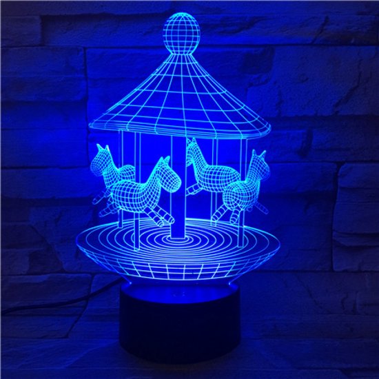 3D Led Lamp Met Gravering - RGB 7 Kleuren - Draaimolen