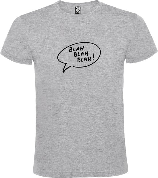 Grijs T-shirt ‘Blah Blah Blah!’ Zwart Maat M