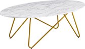 salontafel 120x40x60 cm met marmerlook wit | Salontafel met metalen frame | Salontafel ovale tafel woonkamer | Lounge tafel