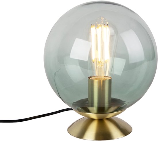 Art deco vloerlamp messing met groen glas - Pallon