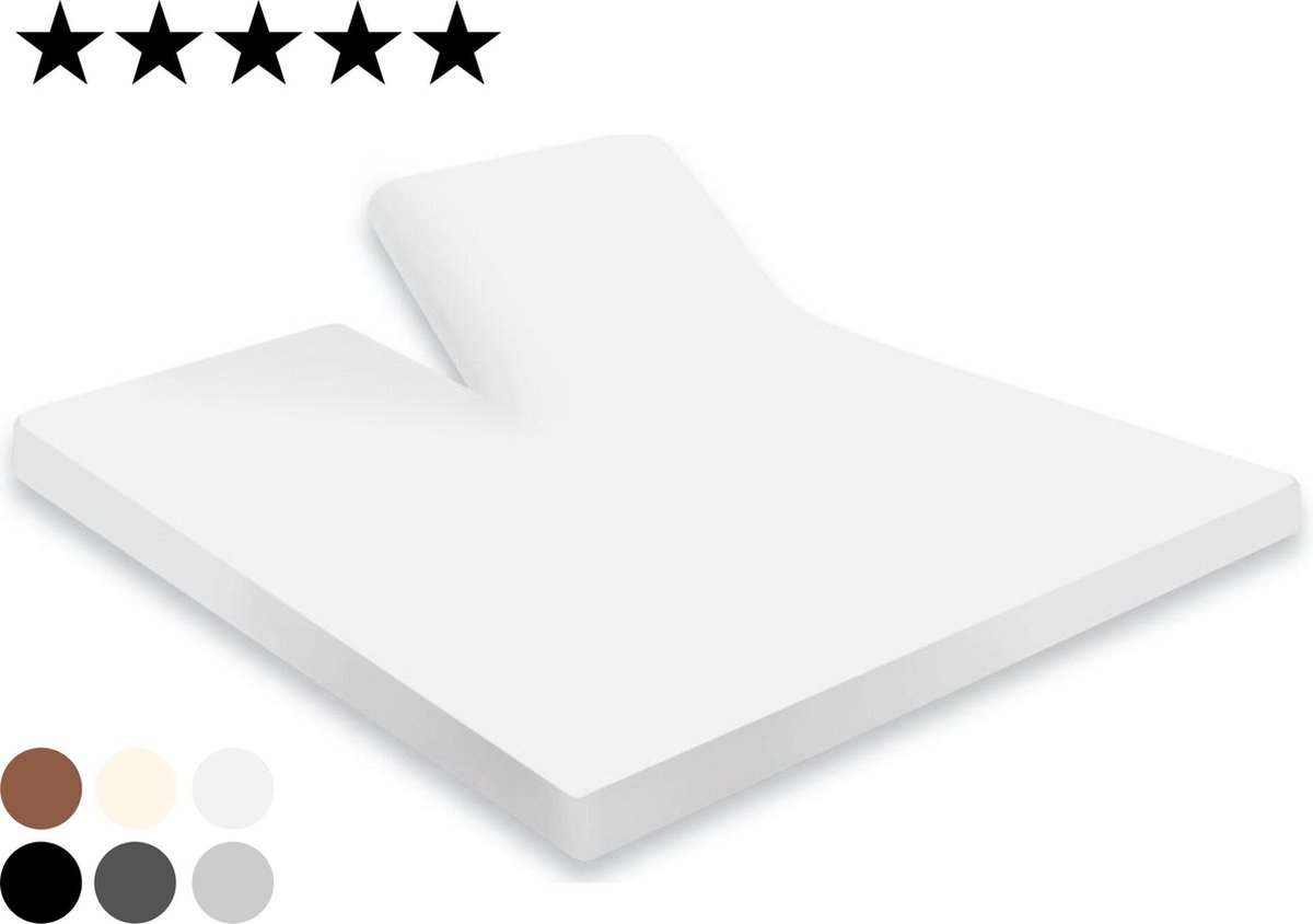 Droomtextiel Splittopper Hoeslaken Jersey Katoen Wit - 160x220cm - Single Split - Hoogwaardige Kwaliteit - 160 grm2