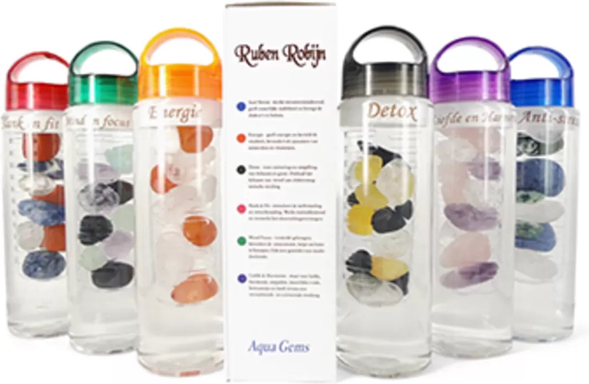 Aqua Gems drinkflessen starterset - 8 stuks assorti