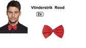2x Vlinderstrik rood Kids - strik festival gala huwelijk thema feest verkleedstrik verkleed accesoires