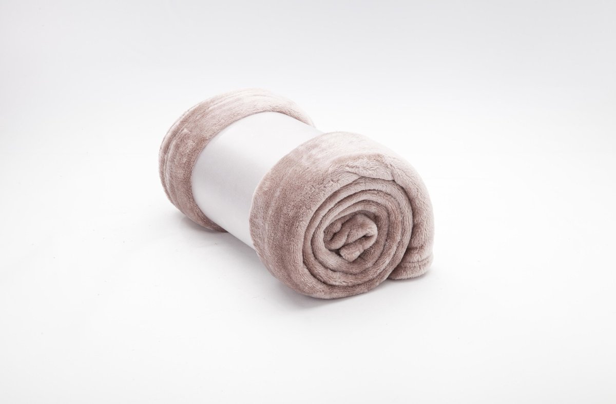 Fleece Plaid Flannel Myrthe - 130x170cm - Taupe - Lekker zacht en warm