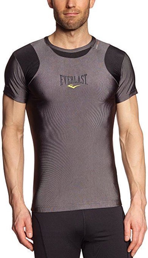 Everlast Mens S/SLV Rash Guard Contrast Panel Grey/Black-M