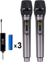 PiProducts Microfoon - Draadloze Microfoon - Opname - Karaoke - Handheld - Oplaadbare Lithium Batterij - Ontvanger - 2 stuks