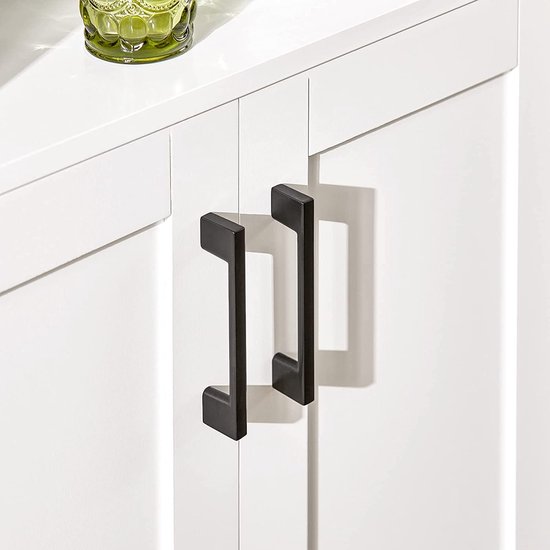 Mutfak Dolabı Keukenkast, buffetkast, keukenkast, 5-traps voorraadkast, magnetronkast met close-functie, verstelbare planken en draadgat met zichtbare deuren, wit (66 x 36 x 161 cm