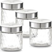 4x bocaux en Verres / bocaux de 750 ml vérifiés 11 x 12 cm - Zeller - Ustensiles de cuisine - bocaux de stockage / pots de stockage - stockage / stockage des Consservation alimentaire
