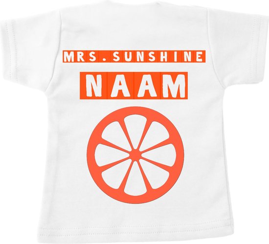 Shirt mrs sunshine naam zomer-Maat mouwen-graag de naam door mailen