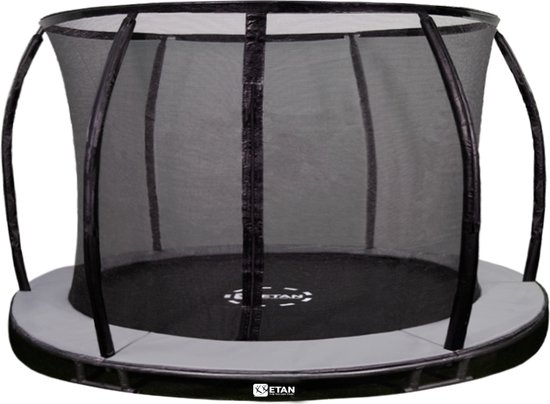 Etan® Sky-Flyer Inground Trampoline - Ø 366 cm / 12ft - Grijs - Incl. Stevig Veiligheidsnet & UV-bestendig Randkussen