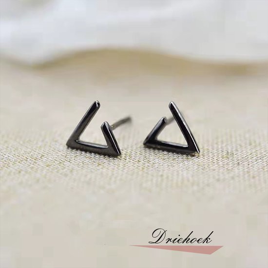Gading® zwart oorknopjes voor dames - Oorknoppen met driehoekje - 8mm- zilver 925