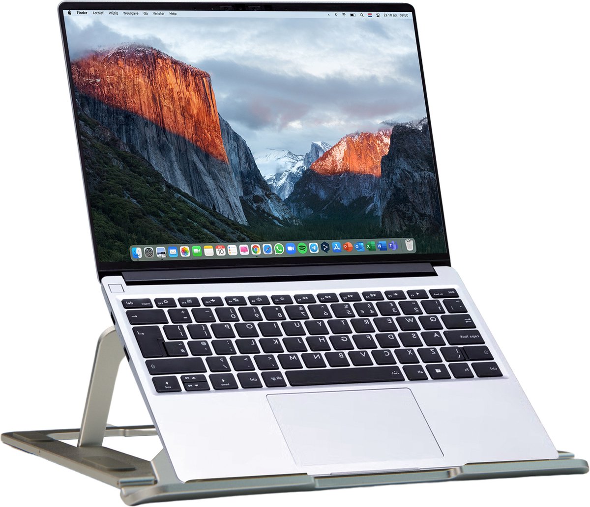 Laptop & tablet standaard voor schermen van 10 tot 15.6 inch - Verstelbaar en opvouwbaar - Zilver
