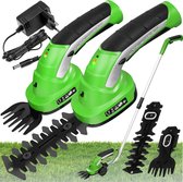 Bol.com tectake® 2-in-1 Accu Heggenschaar - Buxusschaar en Grasschaar met Ergonomische Telescoopsteel en Wielen - Inclusief 7.2V... aanbieding