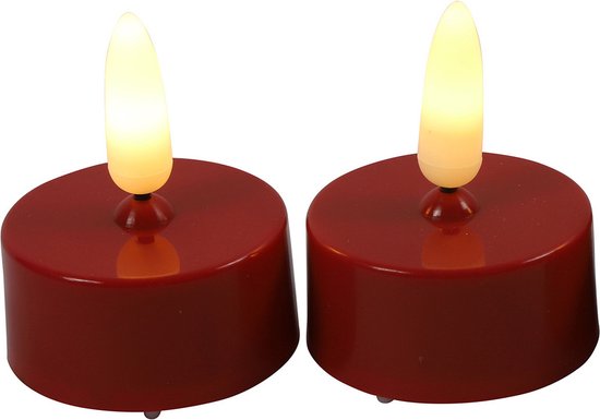 Countryfield LED theelichtjes/waxinelichtjes - 2x st - rood - met timer - warm wit