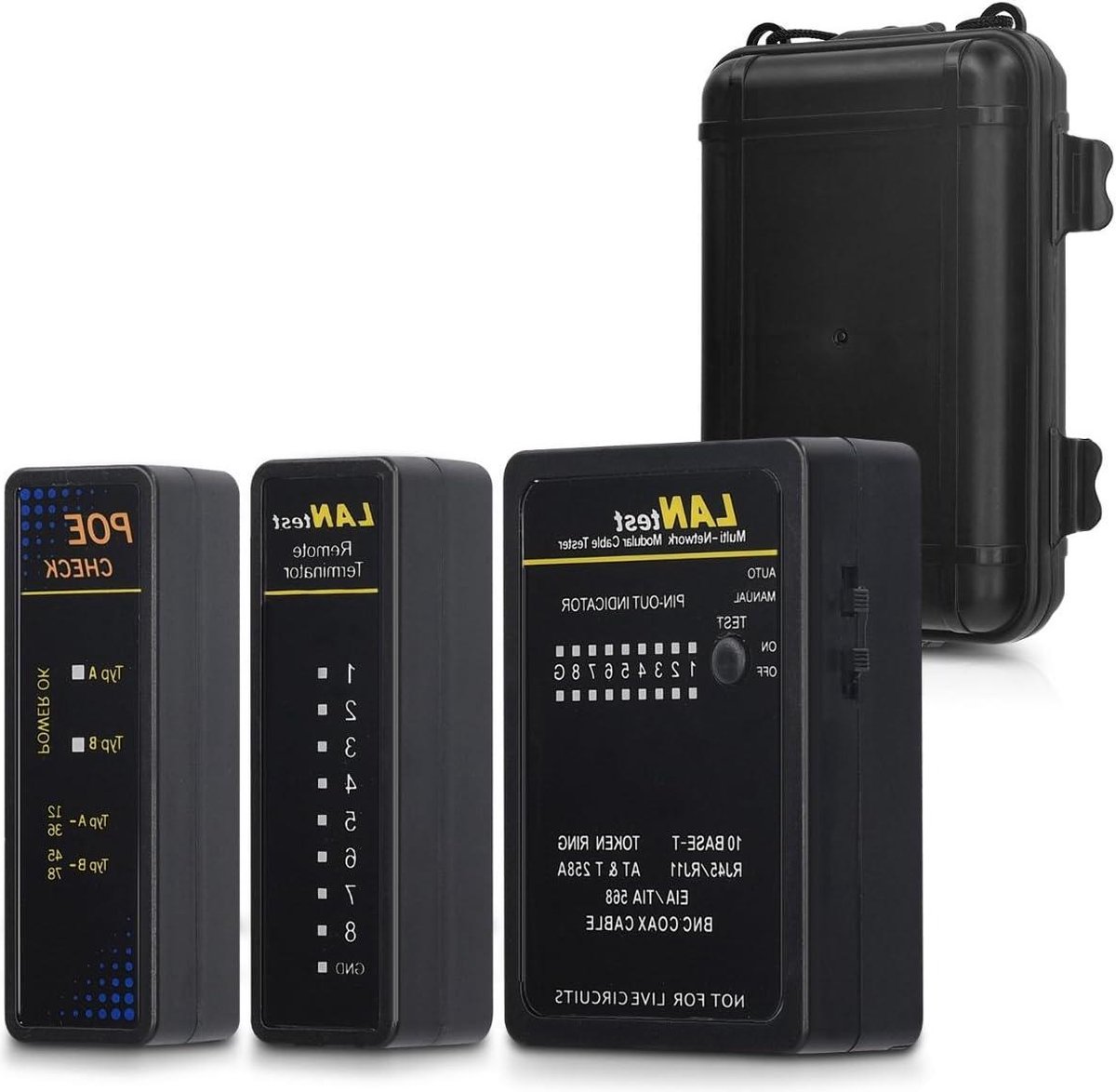 Cable Tester with PoE Test Function for RJ45 RJ11 RJ12 ISDN LAN Ethernet Cables - Includes Remote Unit - 2 Scan Modes