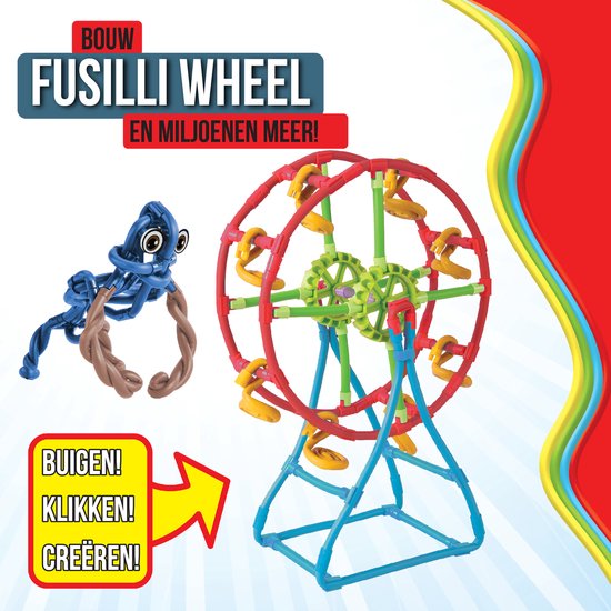 Spaghetteez - Fusilli Wheel - Flexibele Bouwstaafjes - Speelgoed 5,6,7,8 Jaar Jongens en Meisjes- Constructie Speelgoed- Montessori Speelgoed- Educatief Speelgoed