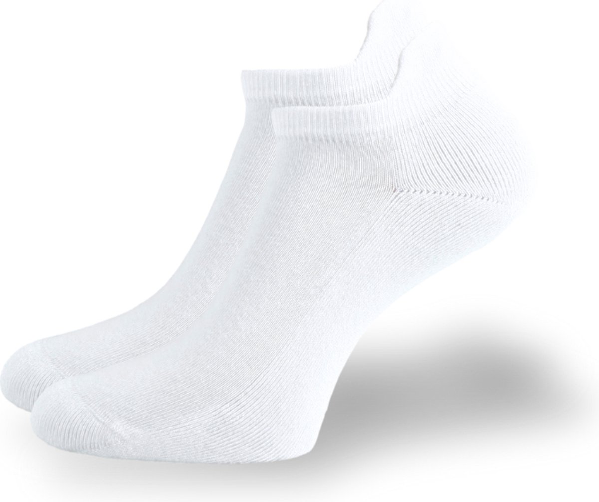 SQOTTON® Badstof Sneakersokken met lipje - Naadloos - Wit - Maat 47-50