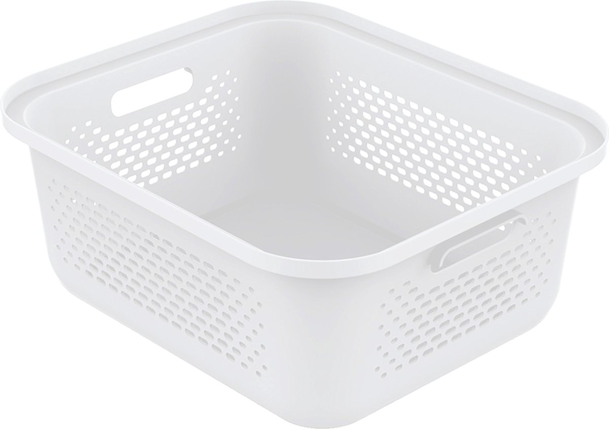 Ezystorage Witte kunststof mand - 13.9 liter - 38 x 32.5 x 15.5 cm - Deksels apart bestelbaar