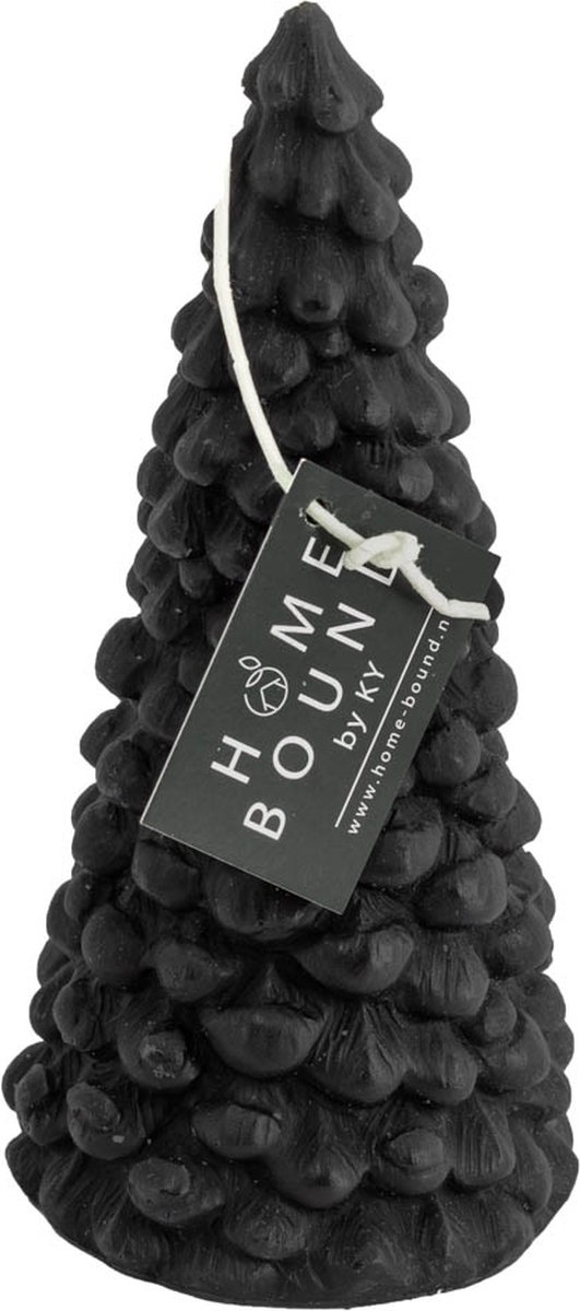 HomeBound by KY | Kaars kerstboom zwart | 7,4x7,4x15cm | figuurkaars dennenboom