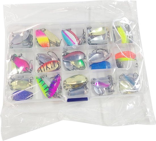 Lot De 16 Leurres Cuillères Pour Truite - 2,5g/3,5g/5g - Pour Brochet, Perche, Sandre - Avec Boîte - 14