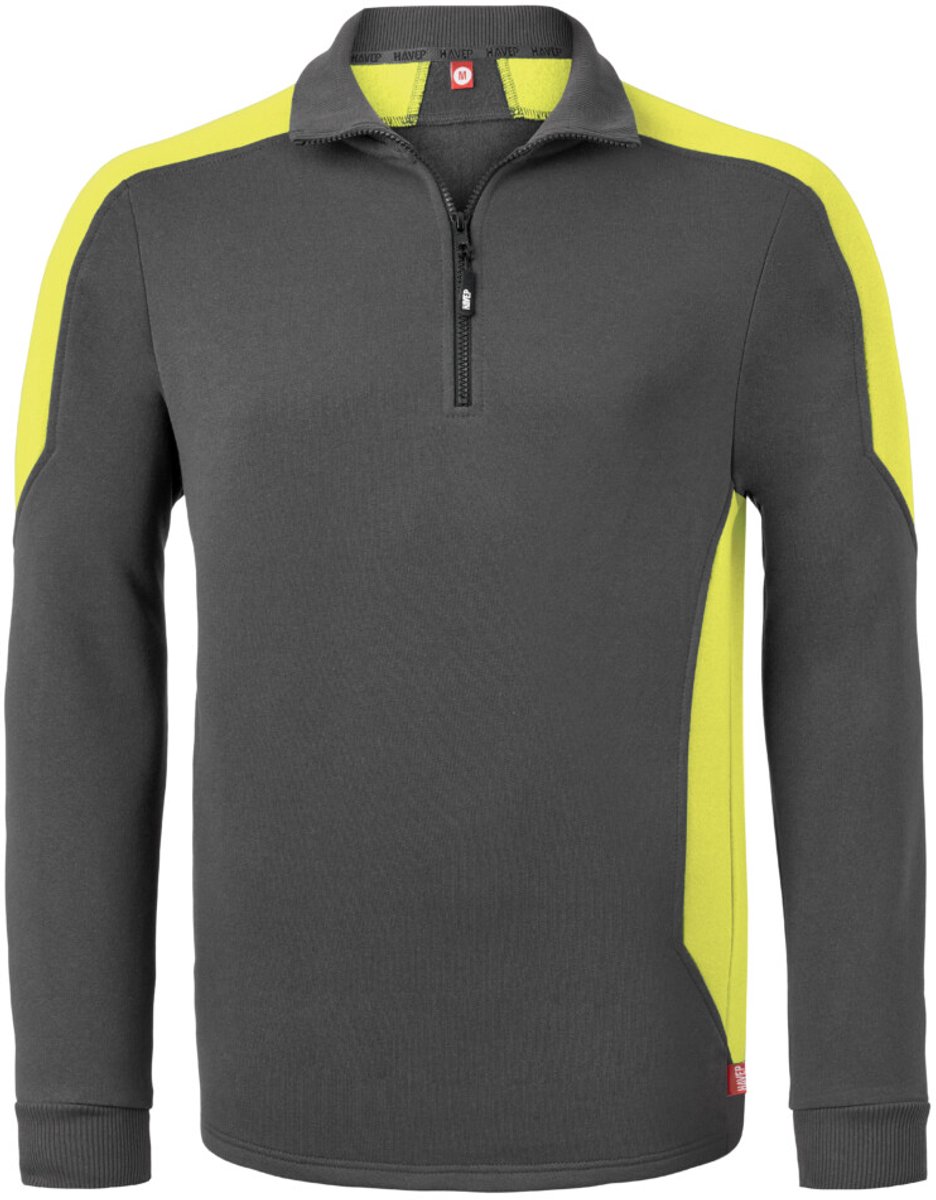 HAVEP Zipsweater Bicolor 10076 - Charcoal/Fluo Geel - XL