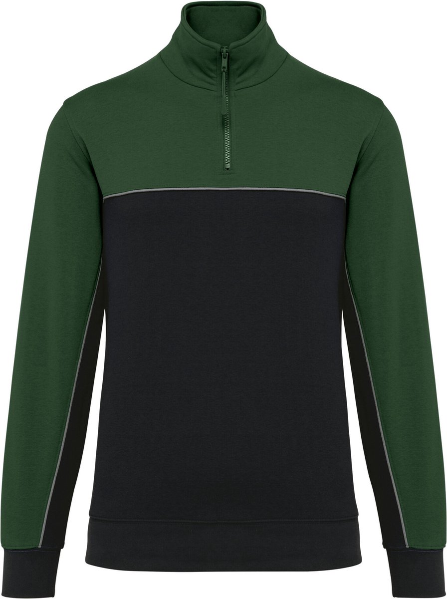 WK. Designed To Work Ecologische uniseks sweater met ritskraag WK404 - Black / Forest Green - 5XL