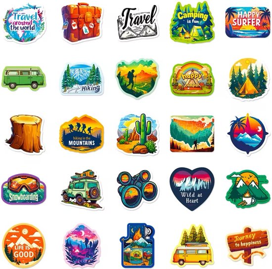 Sticker Over Computer Campera Kampeer Stickers - Set van 50 Stuks - Camping - Camper - Kamperen ...