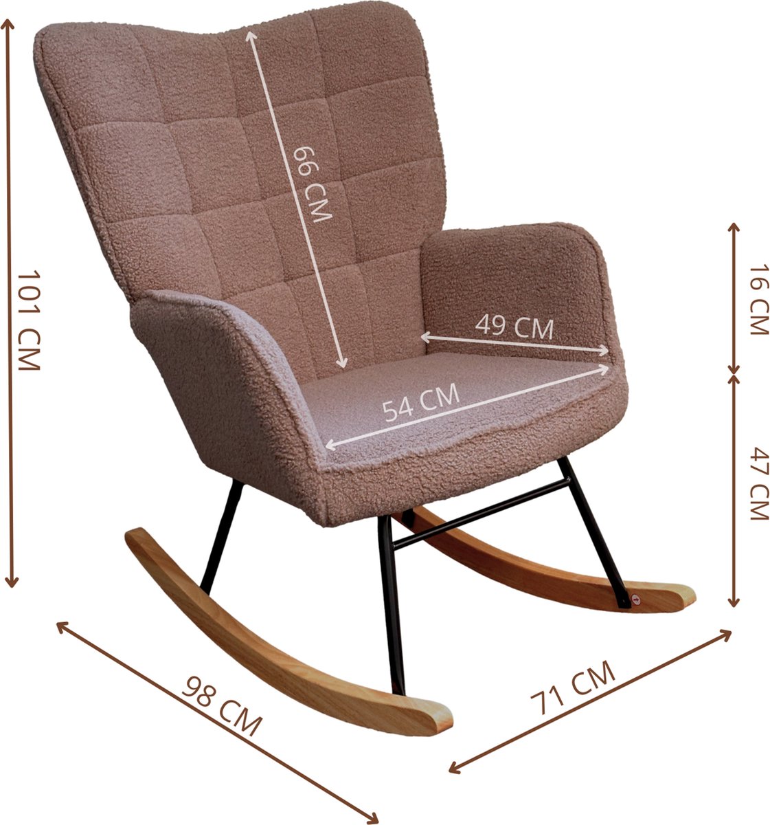 Zenzee Schommelstoel - Schommelstoelen babykamer - Relaxstoel - Fauteuil - Voedingsstoel - Taupe — afbeelding 7