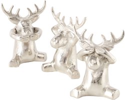 Cerf - Hear See Speak No Evil - 3 set - Argent - 10x7x14cm - Aluminium