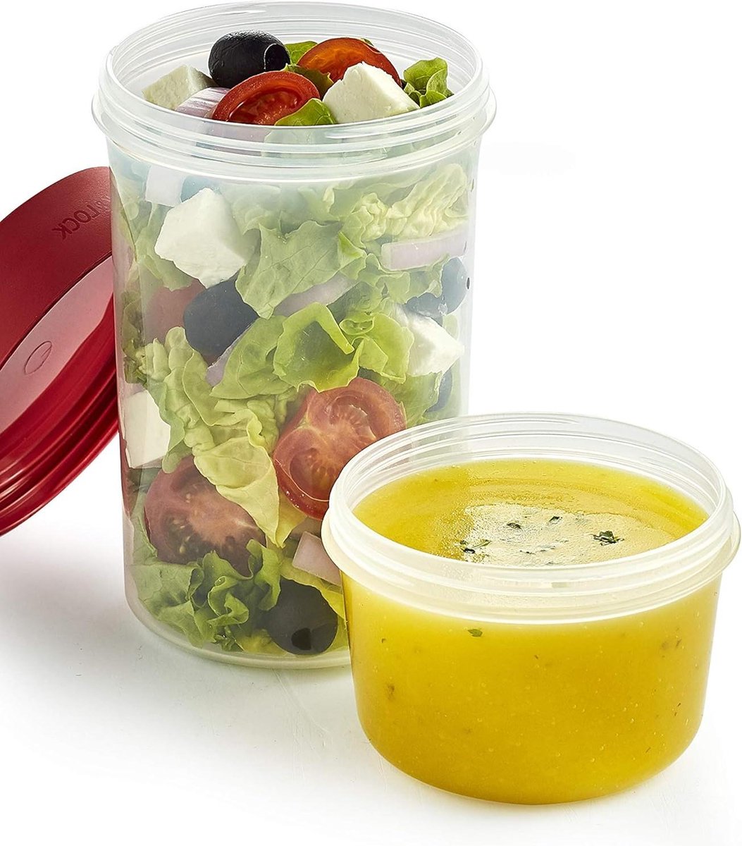 Yoghurt beker to go Lock & Lock Two-Way muesli-to-go-beker kunststof lunchbox schroefdeksel containers 760 ml 310 ml. yoghurt beker to go