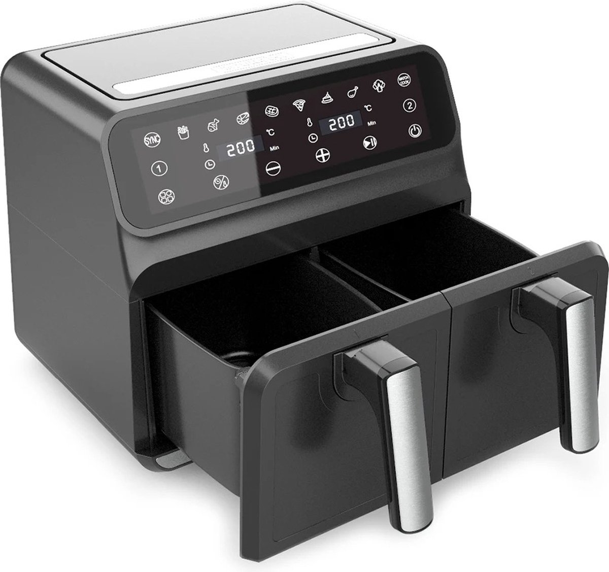 Btd Dubbele 8 Liter Airfryer Hete Lucht Friteuse 2 Mandjes Multifunctioneel Laag In Olie En Vet Precieze Temperatuurregeling Power-Off Bescherming Voor Al Uw Vlees Vis En Frituur Gerechten