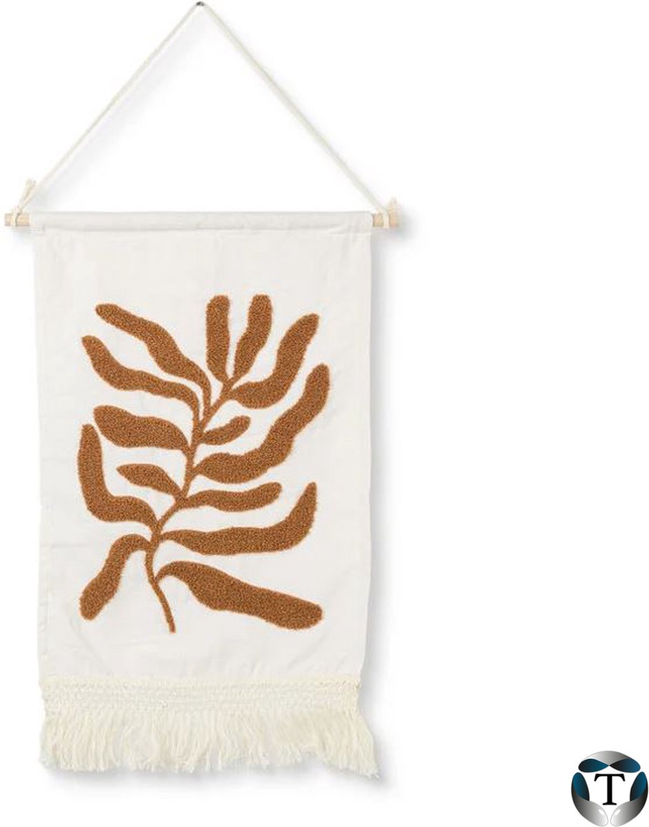 Luxe Macramé Wandkleed | Koraalafdruk | Terra | 40cm x 57cm | Wandkleed | Wandhanger | Wandtapijten | Woondecoratie | Wonen | Bohemien | Stijlvol | Katoen | Franjes | TheOldOmen |