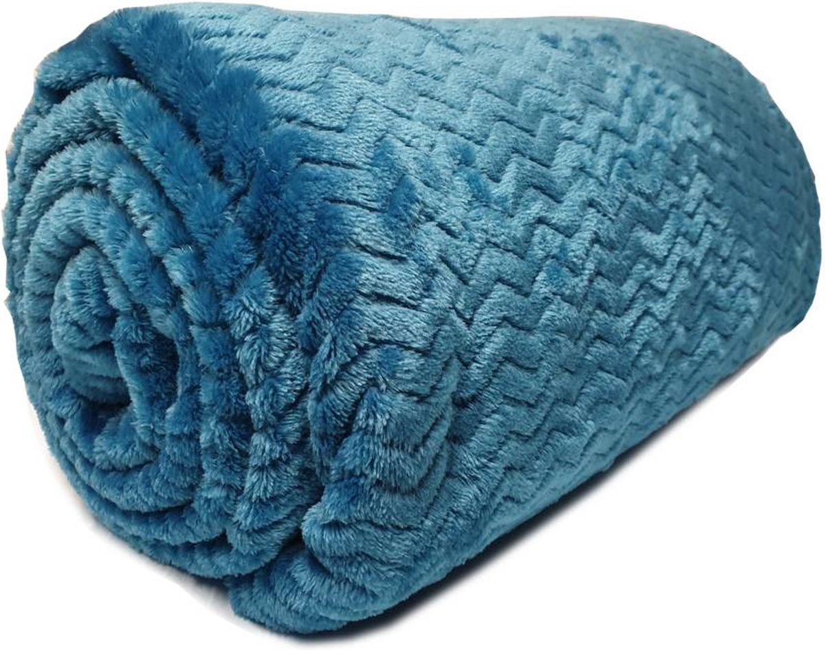 Better Nights Plaid - Eli Milano Canard - 130x180 - Blauw - Fluffy - 100% Polyester - Fake Flannel