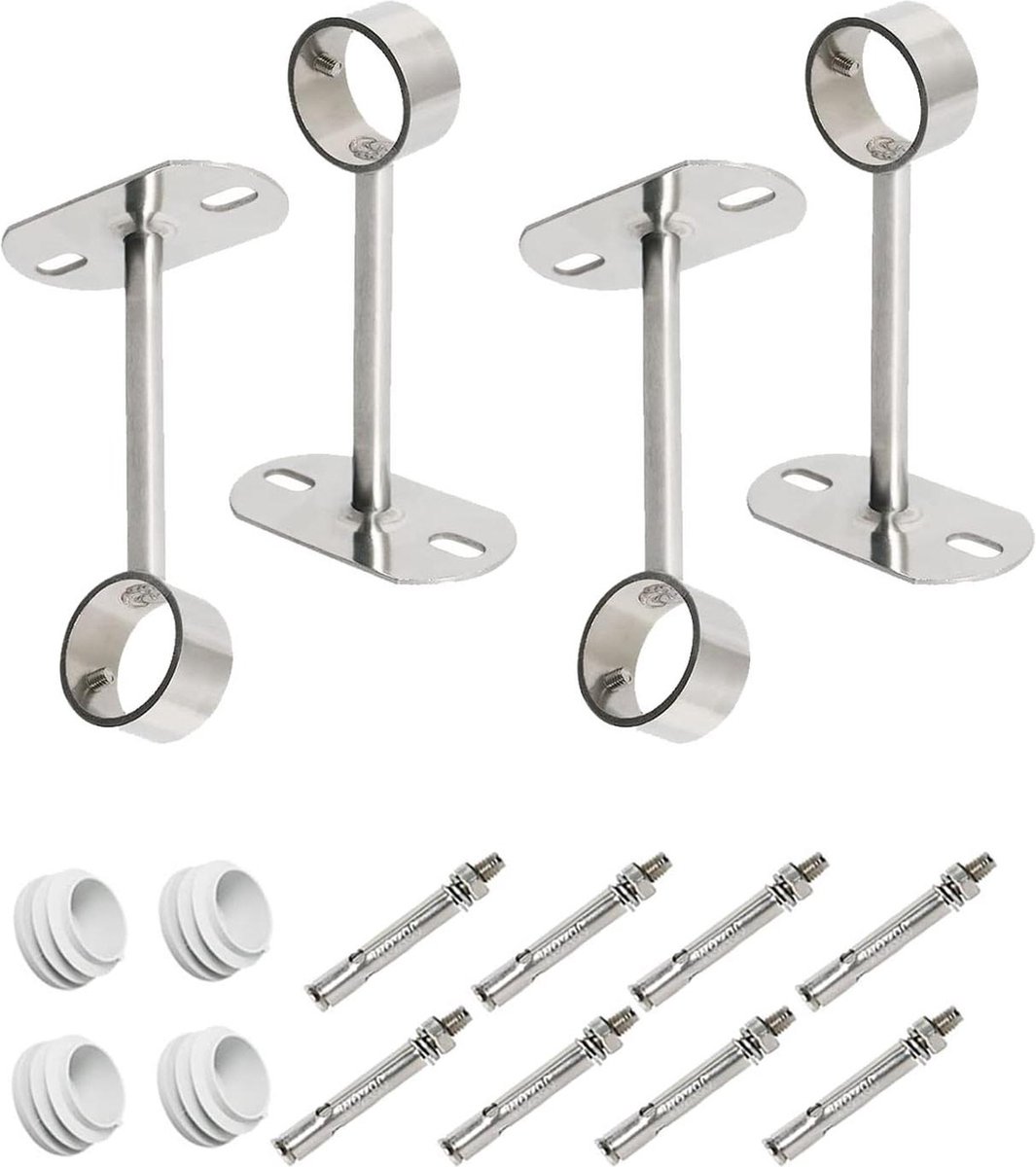 ID32 mm (1-1/4 inch) L200mm Kleding Rail montagebeugel - Douche Gordijn Closet Tie Rod - Support Frame - Flens Socket - Plafond of Muur montage
