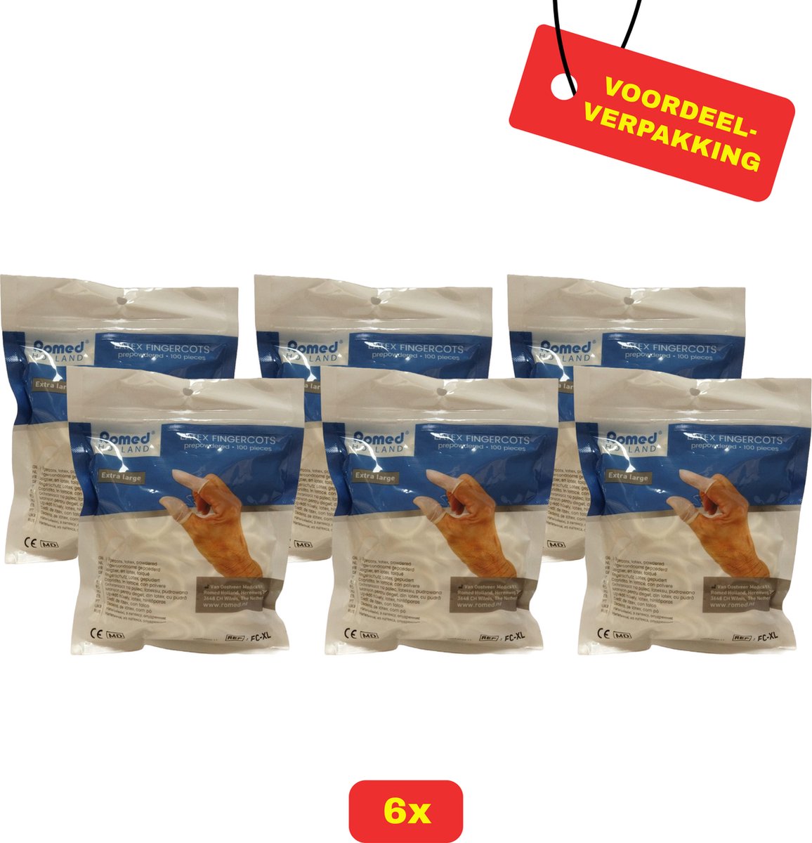 Goedkoopste 6 X Romed Vingercondooms Latex XL - 6 x 100 stuks - Voordeelverpakking!