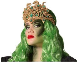 Atosa Verkleed haarband/hoofdband met Snakes - goud - meisjes/dames - Evil queen/Halloween/Medusa/Fantasy - carnaval - kunststof