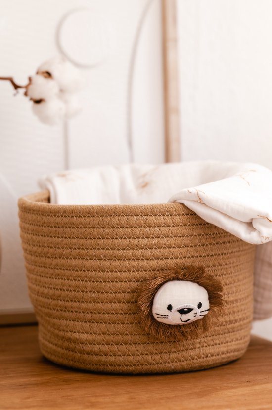 Kersvers jute commodemandje leeuw small - jungle - opbergmandje - baby mand - commode organizer - Jungle baby kamer- bruin - kraamcadeau - baby kraamcadeau - babykamer - 1 commodemandje