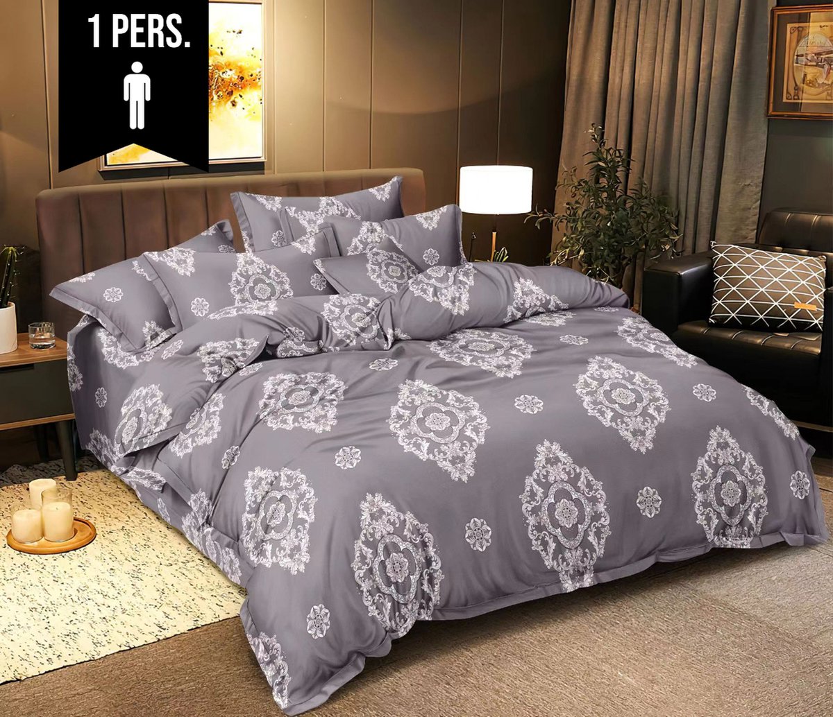 Dekbedovertrek Micropercal - 1 persoon - 140 x 200 cm - Chic
