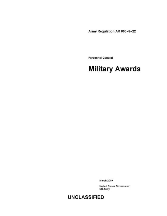 Army Regulation AR 600-8-22 Personnel-General Military Award ... - cover