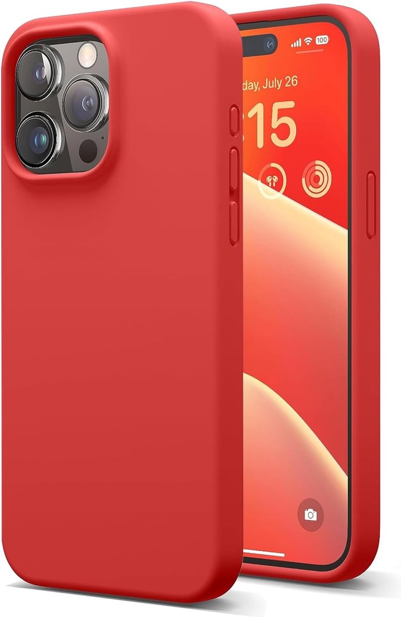 BixB hoesje geschikt voor iPhone 15 Pro Max Hoesje Siliconen - liquid Backcover - Rood
